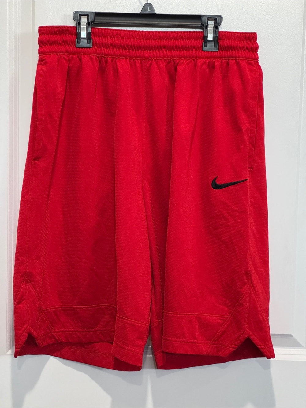 Nike Red Men's Dri-FIT Athletic Shorts with Black Swoosh